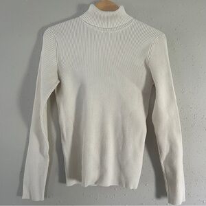 Express Cream Turtle Neck Sweater with Ribbed Texture Neutral Comfy Casual XL